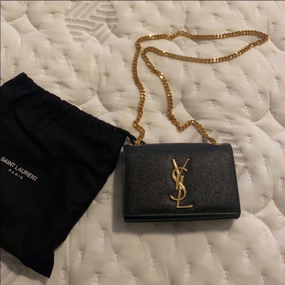 Saint Laurent black and gold crossbody bag